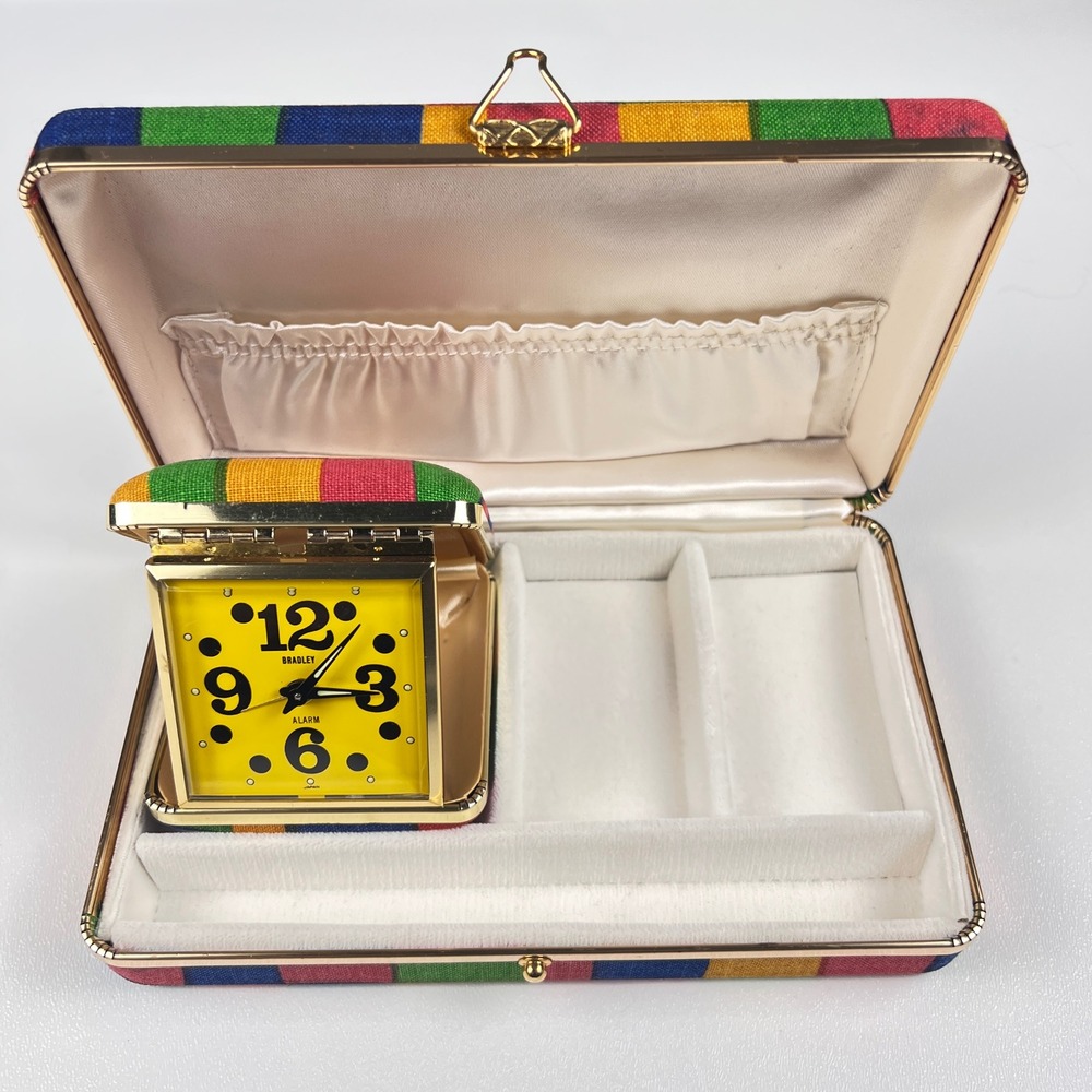 Bradley Travel Alarm Clock Jewelry Case Unisex OS Multi Mod Vintage Japan Work
